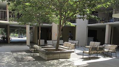The J.L. Atwood Residence Hall courtyard.